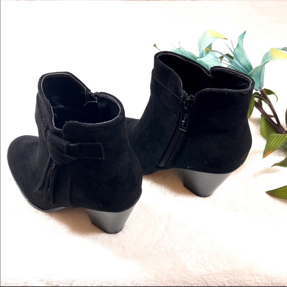 Black Suede Fringe Booties - Picture 6 of 6
